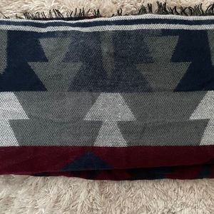 Old Navy blanket scarf in burgundy and navy